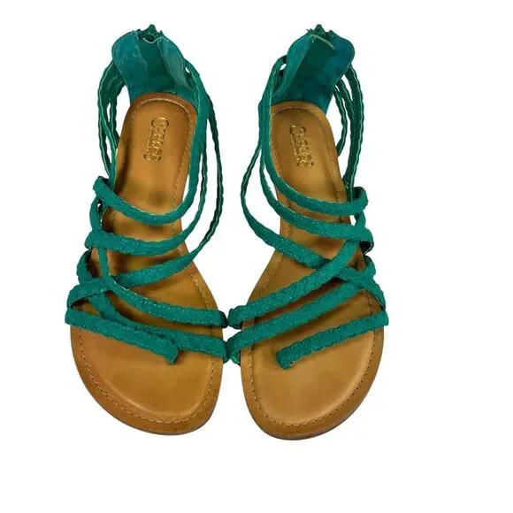 Carlos Shoes Carlos Santana Amara Womens Green Braided Flat